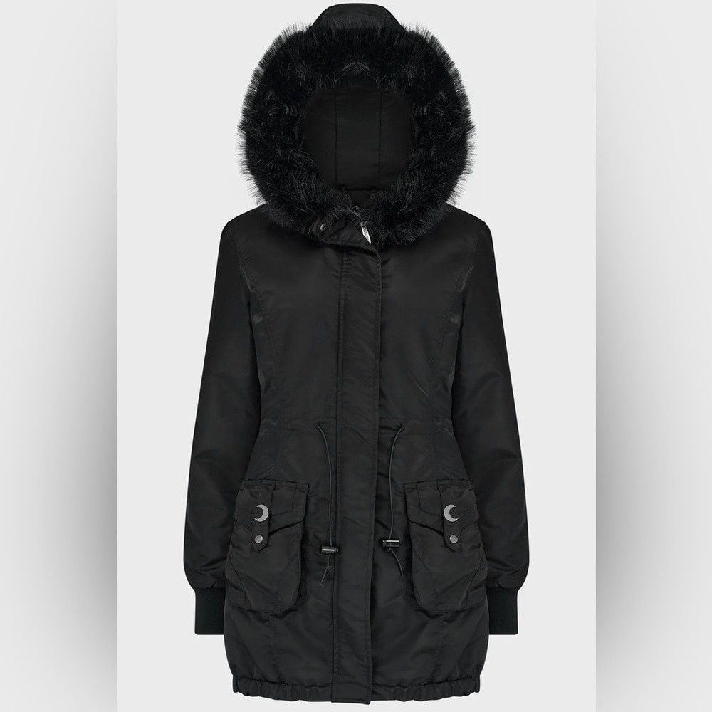 Killstar Midnight Black Hooded Puffer Jacket